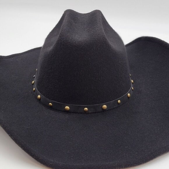 FRYE Wide Brimmed Black Western Cowgirl Rodeo Leather Band Boho Hat🆕⌚📦🏃💨🚚 - Picture 2 of 10